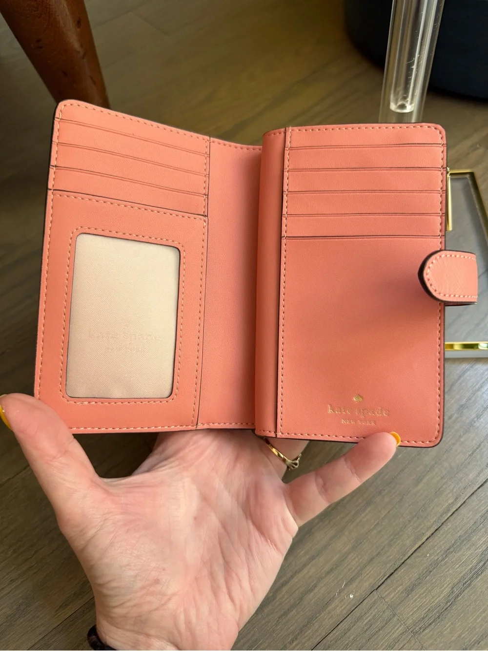 kate spade New York coral pink Saffiano Leather Madison L Zip Wallet NWOT